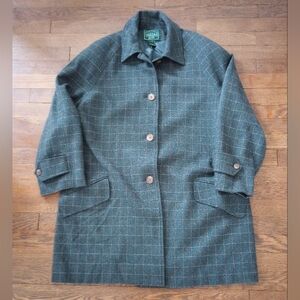 Lauren Ralph Lauren Vintage Gray Wool Windowpane Plaid Walker Coat Size 8
